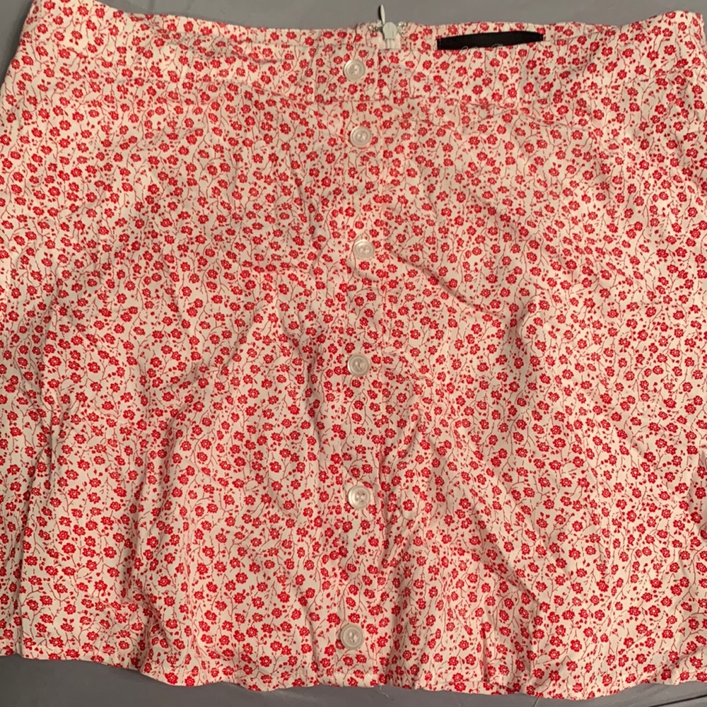 Red floral mini skirt